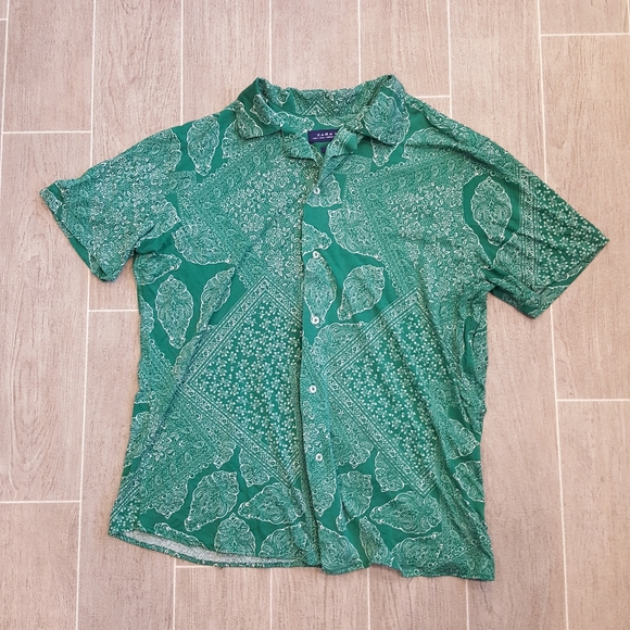 Zara Other - Zara Man Green and White Paisley  Slim Fit Shirt